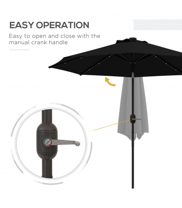 Outsunny 24 LED Solar Powered Parasol Umbrella Garden Tilt Outdoor String Light