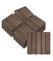 Outsunny 27pc Floor Tiles Interlocking Solid Wood DIY Deck Tiles Outdoor Black