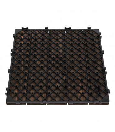 Outsunny 27pc Floor Tiles Interlocking Solid Wood DIY Deck Tiles Outdoor Black