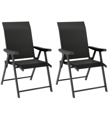 Outsunny 2PCS Folding Chair w/ Breathable Mesh Fabric Seat, Black