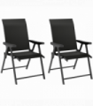 Outsunny 2PCS Folding Chair w/ Breathable Mesh Fabric Seat, Black