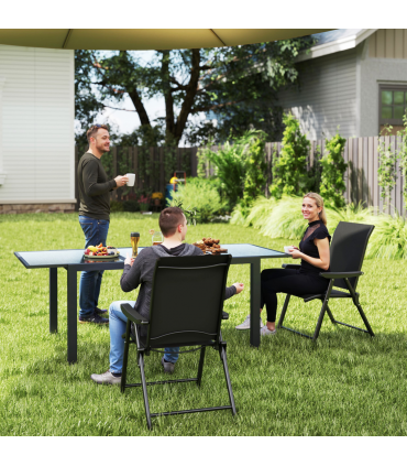 Outsunny 2PCS Folding Chair w/ Breathable Mesh Fabric Seat, Black