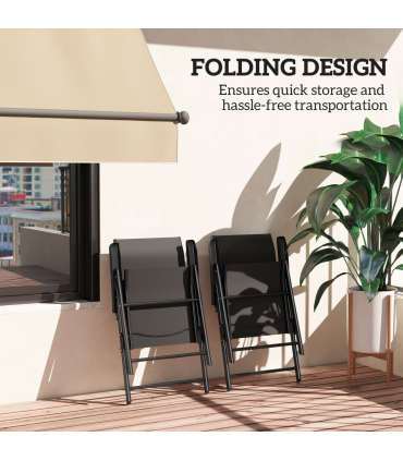 Outsunny 2PCS Folding Chair w/ Breathable Mesh Fabric Seat, Black