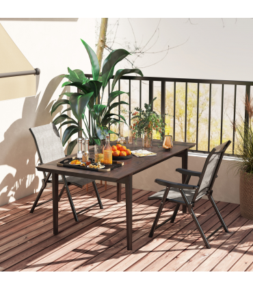 Outsunny 2PCS Folding Chair w/ Breathable Mesh Fabric Seat, Black and Grey