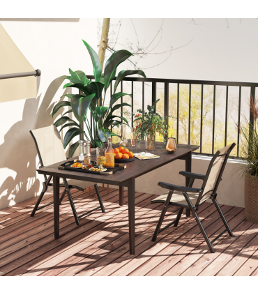 Outsunny 2PCS Folding Chair w/ Breathable Mesh Fabric Seat, Brown