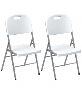 Outsunny 2PCS Folding Chair with Steel Frame, Garden Chair Set, White