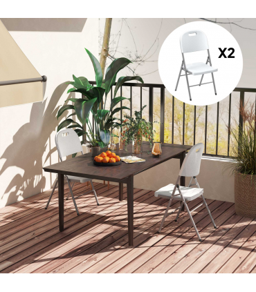 Outsunny 2PCS Folding Chair with Steel Frame, Garden Chair Set, White