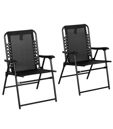 Outsunny 2Pcs Outdoor Patio Folding Chairs, Portable Garden Loungers Black