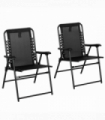 Outsunny 2Pcs Outdoor Patio Folding Chairs, Portable Garden Loungers Black