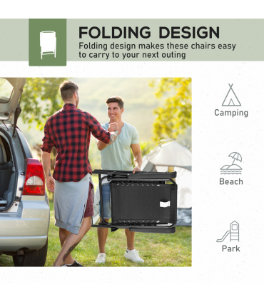 Outsunny 2Pcs Outdoor Patio Folding Chairs, Portable Garden Loungers Black