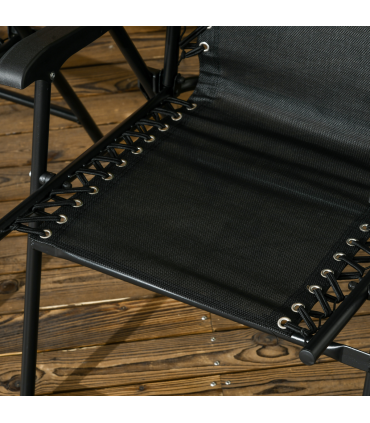 Outsunny 2Pcs Outdoor Patio Folding Chairs, Portable Garden Loungers Black