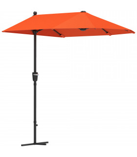 Outsunny 2m Half Garden Parasol Market Umbrella w/ Crank Handle, Orange