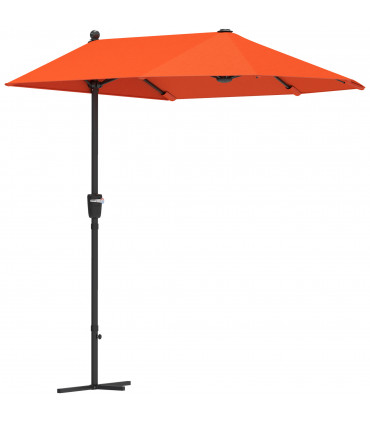 Outsunny 2m Half Garden Parasol Market Umbrella w/ Crank Handle, Orange