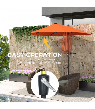 Outsunny 2m Half Garden Parasol Market Umbrella w/ Crank Handle, Orange