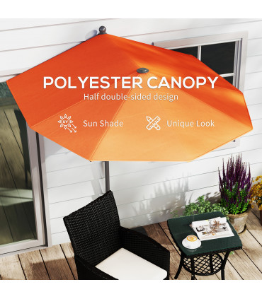 Outsunny 2m Half Garden Parasol Market Umbrella w/ Crank Handle, Orange