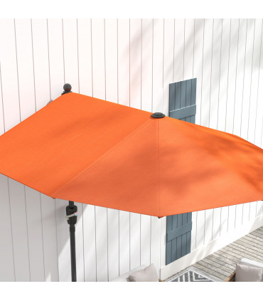 Outsunny 2m Half Garden Parasol Market Umbrella w/ Crank Handle, Orange