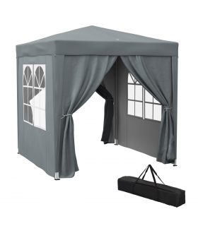 Outsunny 2mx2m Pop Up Gazebo Party Tent Canopy Marquee with Storage Bag Grey