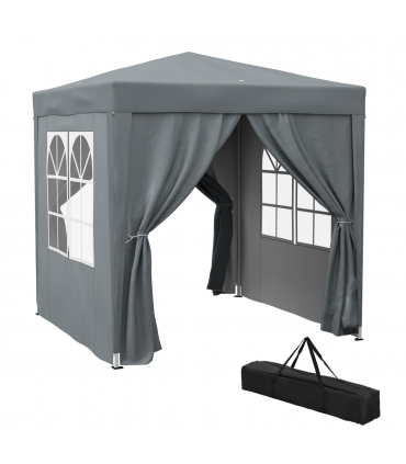Outsunny 2mx2m Pop Up Gazebo Party Tent Canopy Marquee with Storage Bag Grey