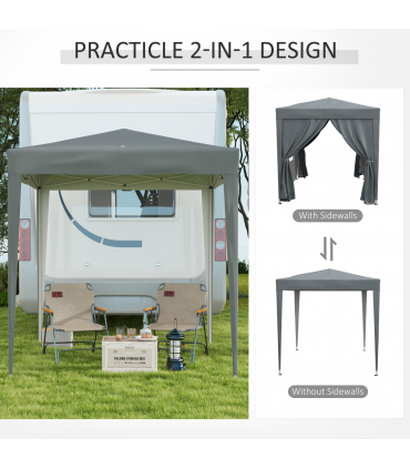 Outsunny 2mx2m Pop Up Gazebo Party Tent Canopy Marquee with Storage Bag Grey