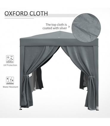 Outsunny 2mx2m Pop Up Gazebo Party Tent Canopy Marquee with Storage Bag Grey