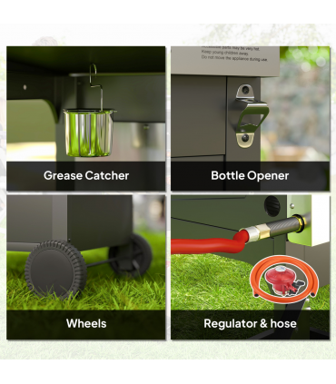 Outsunny 3 Burner Propane Gas BBQ Grill with See-through Lid and Thermometer