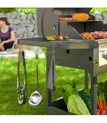 Outsunny 3 Burner Propane Gas BBQ Grill with See-through Lid and Thermometer