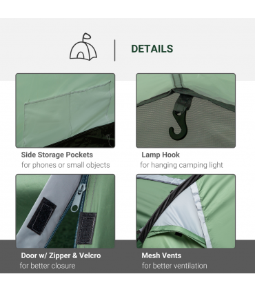 Outsunny 3 Man Camping Tent with Porch and Weather-Resistant Rainfly, Green