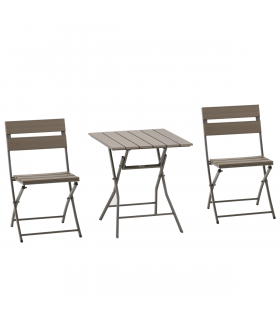 Outsunny 3 PCS Foldable Garden Bistro Set Folding Table And Chairs Set, Grey