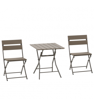 Outsunny 3 PCS Foldable Garden Bistro Set Folding Table And Chairs Set, Grey