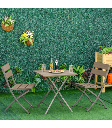 Outsunny 3 PCS Foldable Garden Bistro Set Folding Table And Chairs Set, Grey