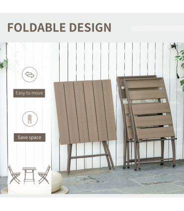 Outsunny 3 PCS Foldable Garden Bistro Set Folding Table And Chairs Set, Grey