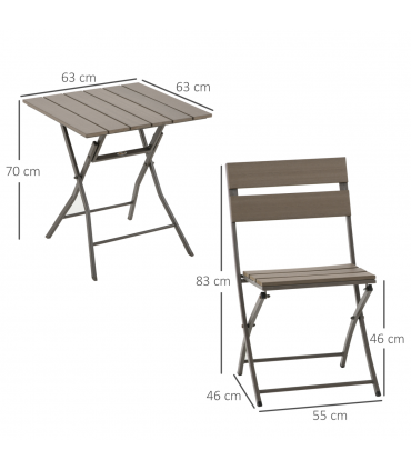 Outsunny 3 PCS Foldable Garden Bistro Set Folding Table And Chairs Set, Grey