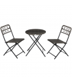 Outsunny 3 PCS Folding Rattan Wicker Bistro Set, Coffee Table Set, Grey
