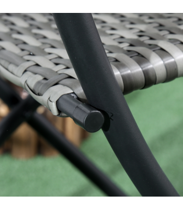 Outsunny 3 PCS Folding Rattan Wicker Bistro Set, Coffee Table Set, Grey