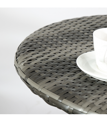 Outsunny 3 PCS Folding Rattan Wicker Bistro Set, Coffee Table Set, Grey