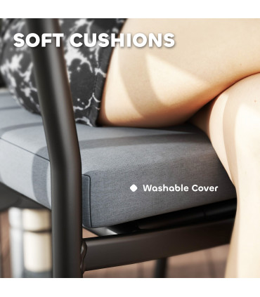 Outsunny 3 PCS Rattan Bistro Set with Cushions Glass Top Coffee Table and Chairs