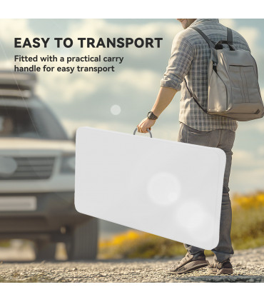 Outsunny 3 Piece Folding Picnic Table and Bench Set w/ Handle, Light Grey