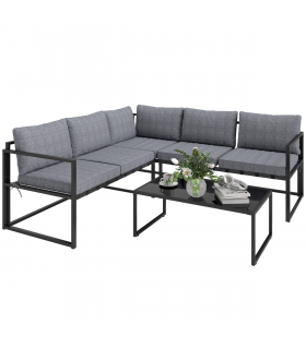 Outsunny 3 Piece L Shaped Garden Furniture Set with Cushions, Grey