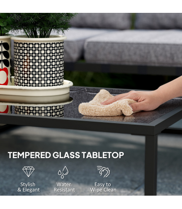 Outsunny 3 Piece L Shaped Garden Furniture Set with Cushions, Grey