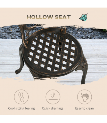 Outsunny 3 Piece Patio Bistro Set Outdoor Table Set with Umbrella Hole Bronze