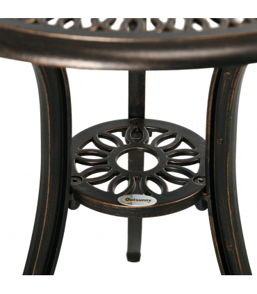 Outsunny 3 Piece Patio Bistro Set Outdoor Table Set with Umbrella Hole Bronze