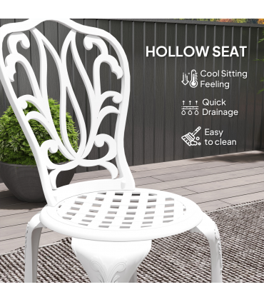 Outsunny 3 Piece Patio Bistro Set Outdoor Table Set with Umbrella Hole White