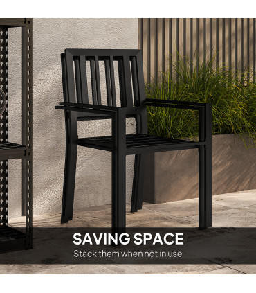 Outsunny 3 Piece Patio Bistro Set with Plastic Top, 2 Stackable Chairs, Grey