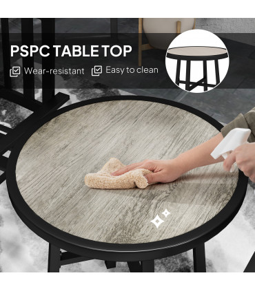 Outsunny 3 Piece Patio Bistro Set with Plastic Top, 2 Stackable Chairs, Grey