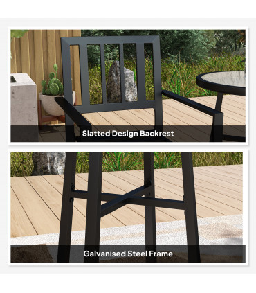 Outsunny 3 Piece Patio Bistro Set with Plastic Top, 2 Stackable Chairs, Grey