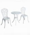Outsunny 3 Pieces Antique Garden Bistro Set for 2 with Umbrella Hole, White