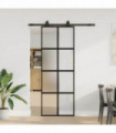 vidaXL Sliding Door with Hardware Set Black 76x205 cm Tempered Glass