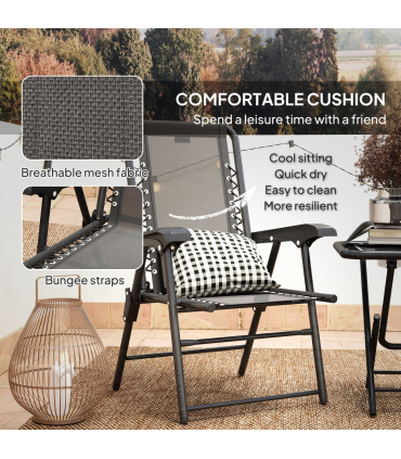 Outsunny 3 Pieces Folding Garden Bistro Set with Cup Holders, Black