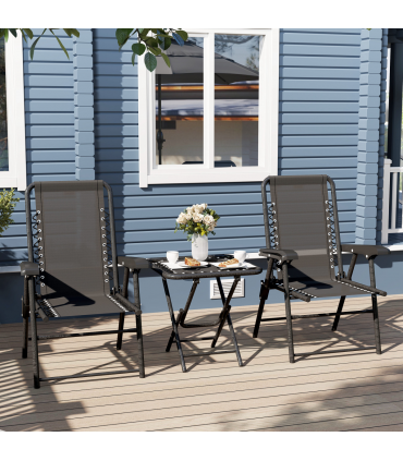 Outsunny 3 Pieces Folding Garden Bistro Set with Cup Holders, Black