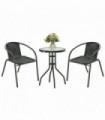 Outsunny 3 Pieces Garden Furniture Set with 2 Stackable Chairs, Black
